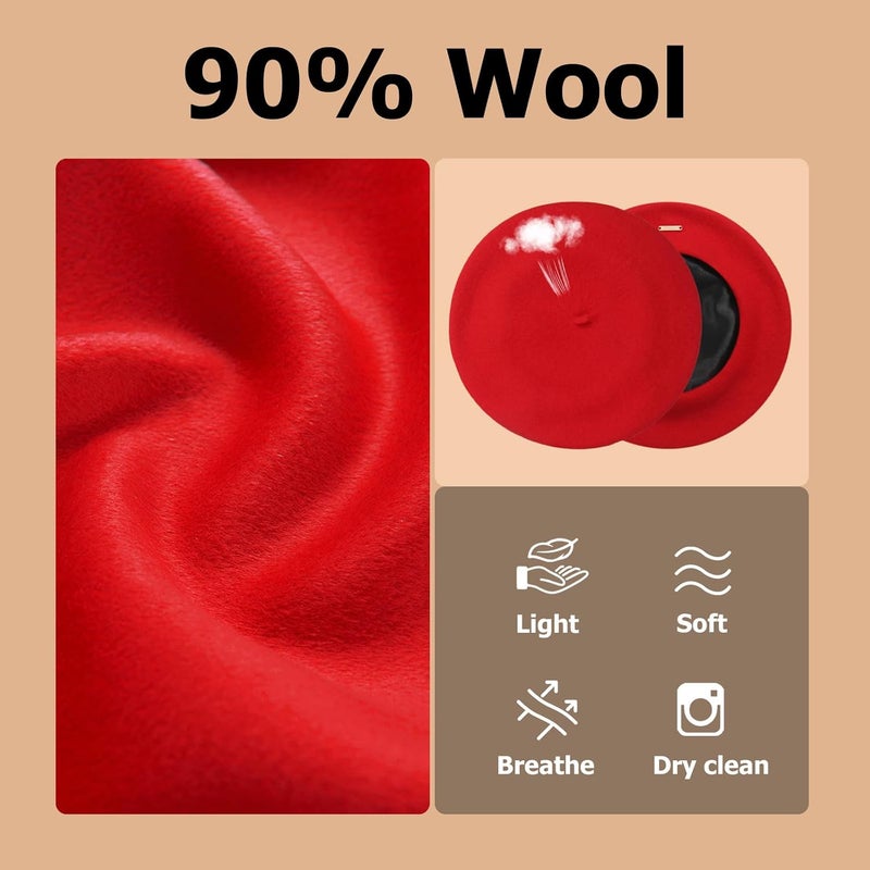 recapitula Satin Lining Classic Wool Beret Hats for Women Man Painter hat French Beret for Man Woman Warm Winte. - Image 5